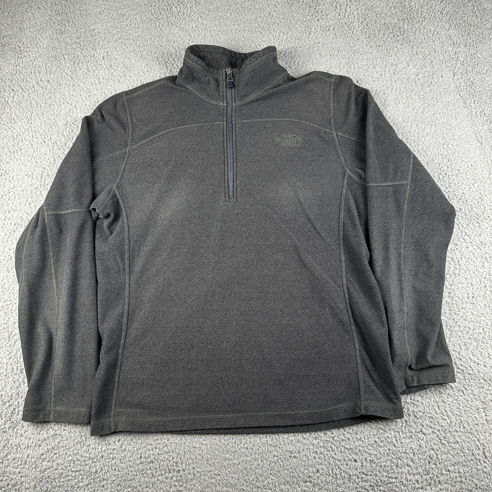 The North Face Mens L Black Gray Cap Rock 1/4 Zip Pullover Fleece Jacket Outdoor
